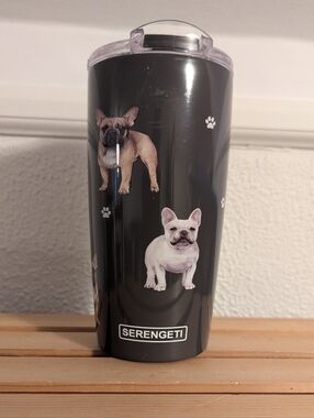 Serengeti 20 Oz French Bulldog Dog Stainless Steel Tumbler Spill Proof Lid NWT